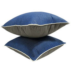 Blue & Gray Textured Pillow Covers (22x22, Set of 2) - Hover Image