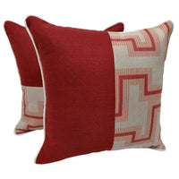 Red geometric pillow covers (16×16, Set of 2)