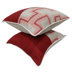 Red geometric pillow covers (16×16, Set of 2) - Hover Image