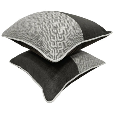 Charcoal and gray geometric pillow covers (16×16, Set of 2) - Alternate image