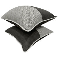 Charcoal and gray geometric pillow covers (16×16, Set of 2)