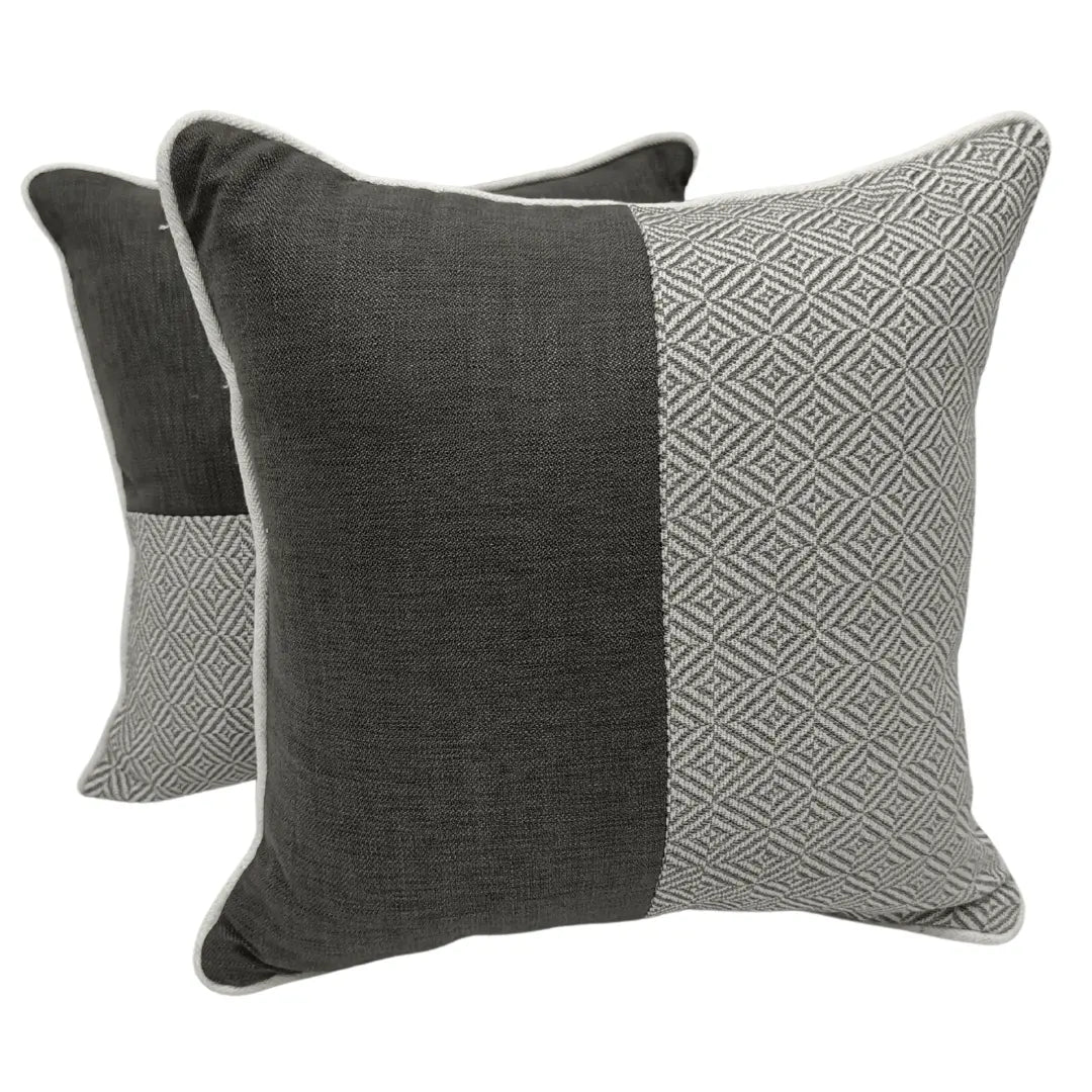 Charcoal and gray geometric pillow covers (16×16, Set of 2) | ZIPCushions