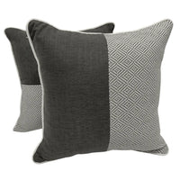 Charcoal and gray geometric pillow covers (16×16, Set of 2)
