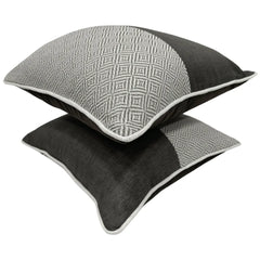 Charcoal and gray geometric pillow covers (16×16, Set of 2) - Hover Image