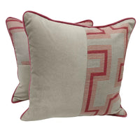 Beige & Red Geometric Pillow Covers ( Set of 2, 16×16)