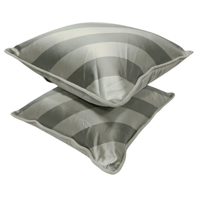 Gray Striped Satin Pillow Covers (Set of 2, 16×16) - Alternate image