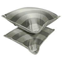Gray Striped Satin Pillow Covers (Set of 2, 16×16)