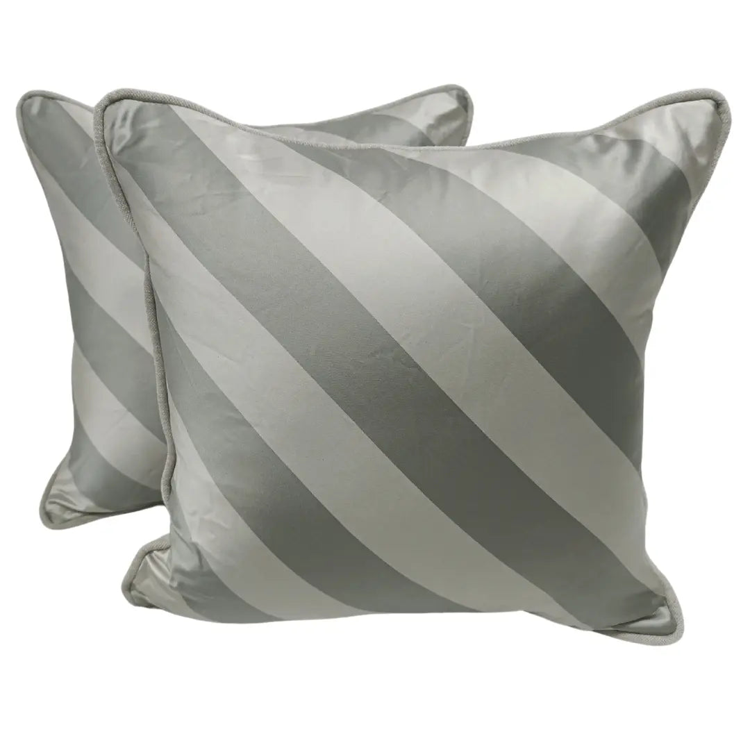 Gray Striped Satin Pillow Covers (Set of 2, 16×16) | ZIPCushions