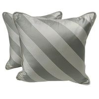 Gray Striped Satin Pillow Covers (Set of 2, 16×16)