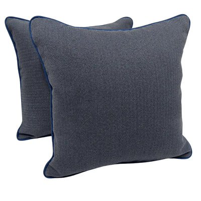Dark Blue Herringbone Pillow Covers  (Set of 2, 16×16)