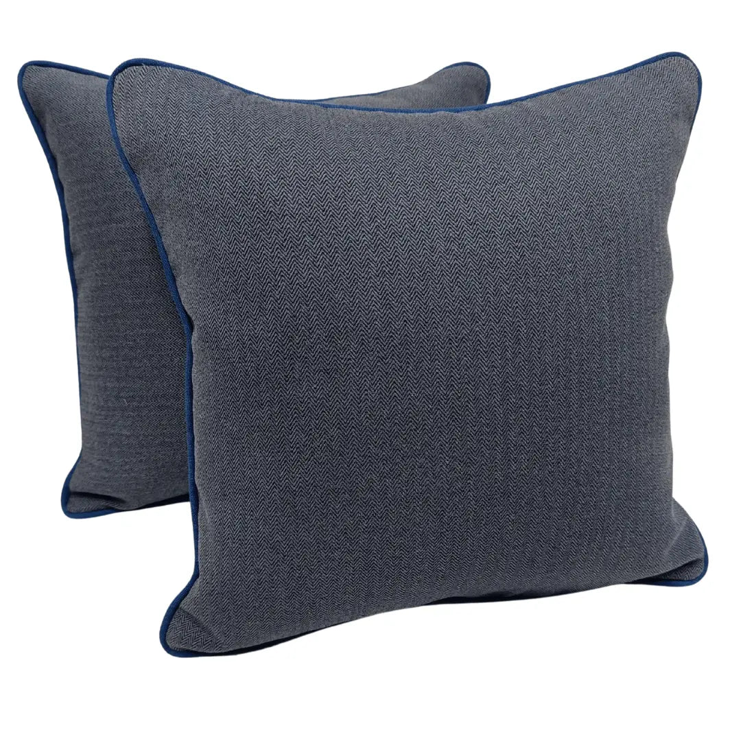 Dark Blue Herringbone Pillow Covers (Set of 2, 16×16) | ZIPCushions