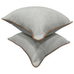 Elegant Light Gray Velvet Pillow Covers (16×16, Set of 2) - Hover Image