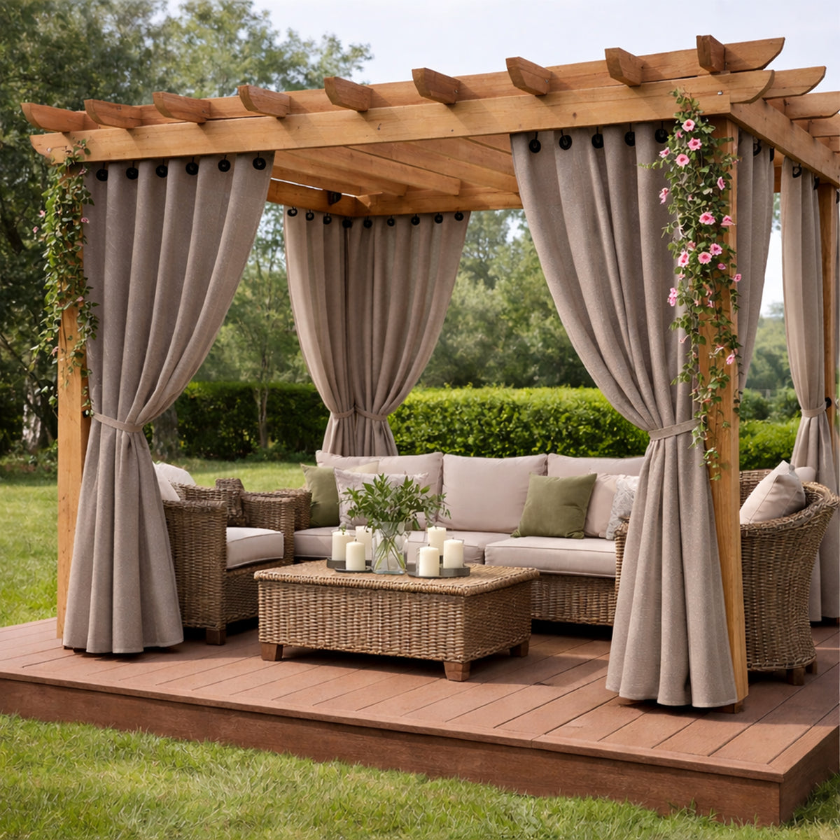 Sunbrella Canvas Taupe Chine Curtain - Image 3 | ZIPCushions - view 2