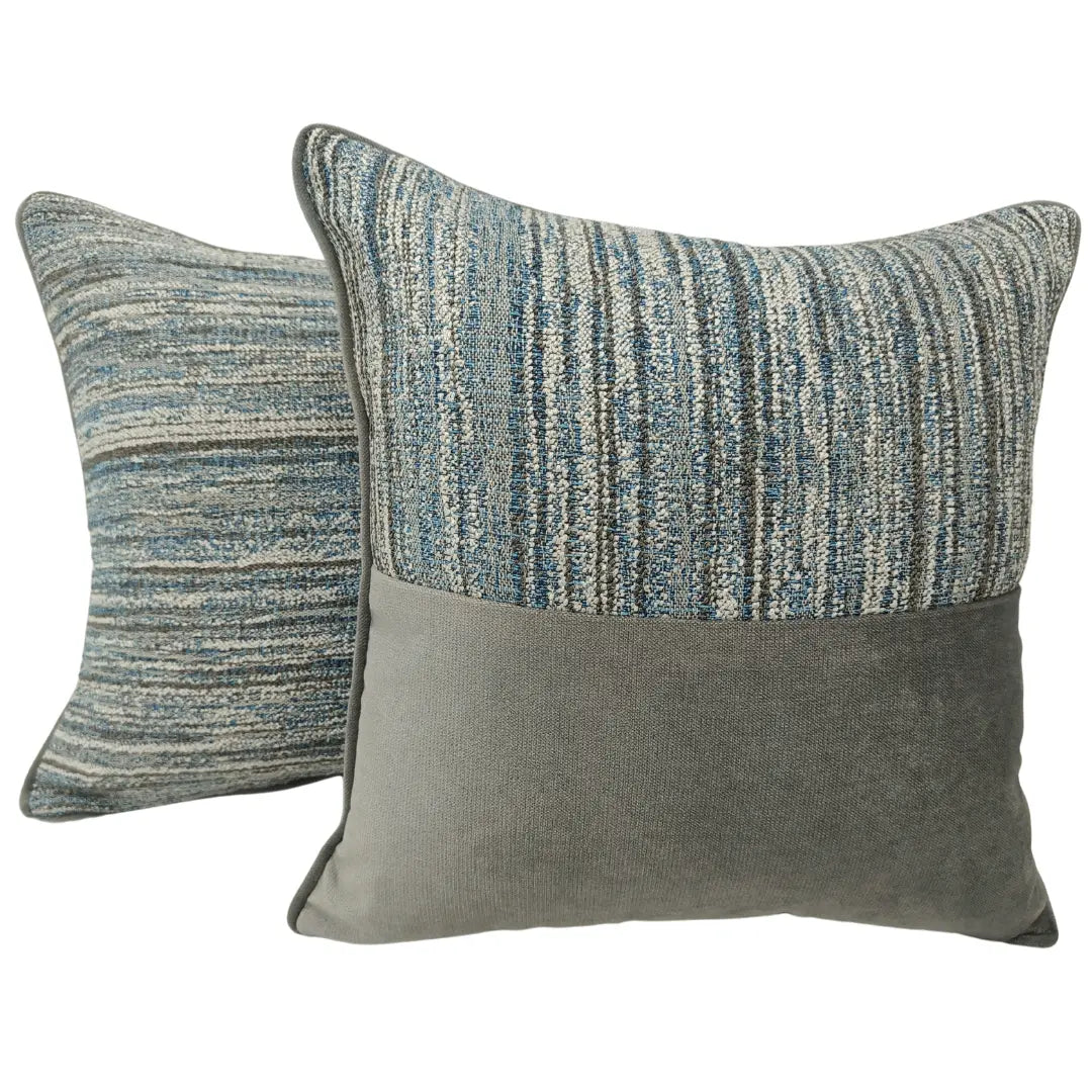 Textured Blue and Gray Pillow Covers (18x18, Set of 2) | ZIPCushions