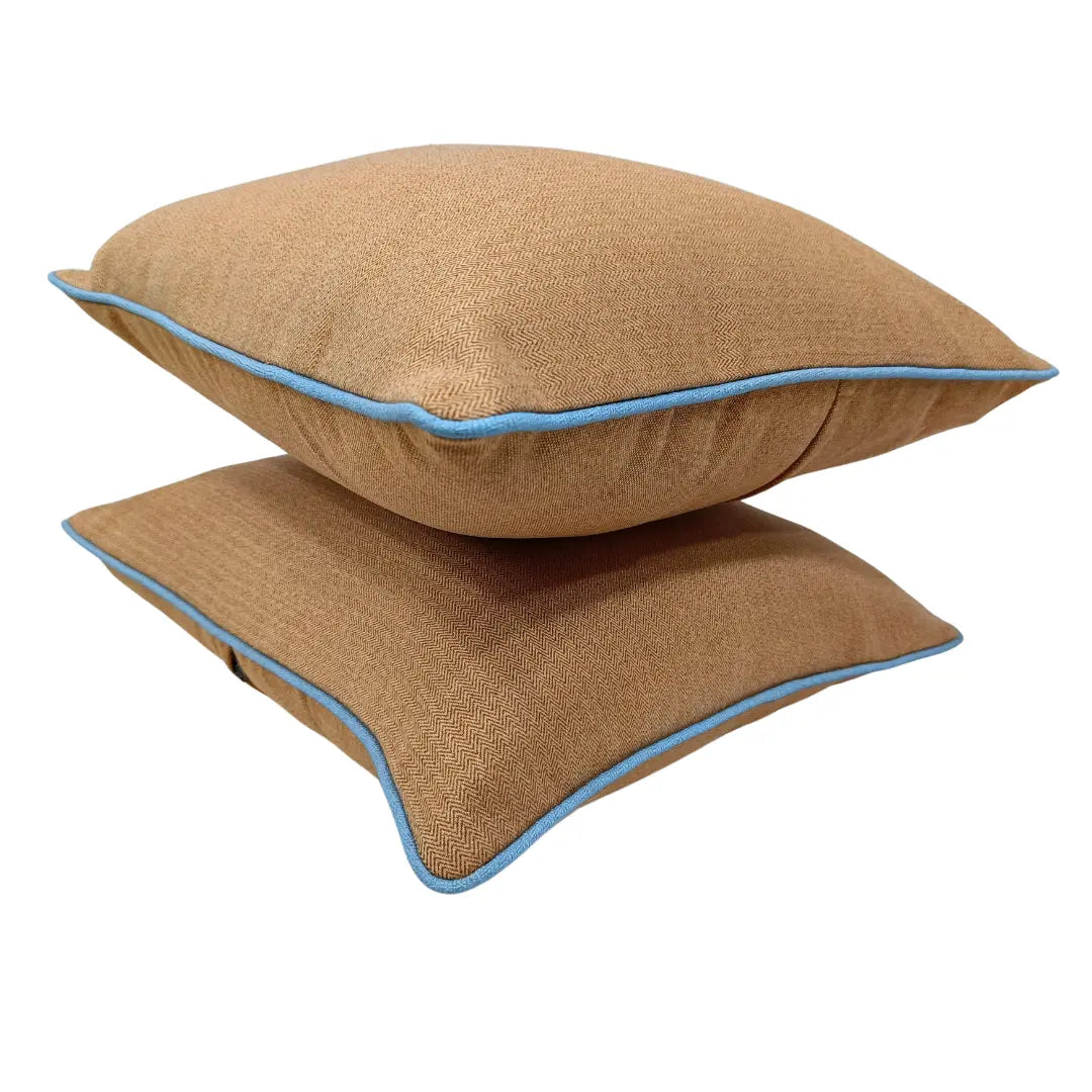Herringbone Luxe Piped Throw Pillow Covers (20"x20", Set of 2) |  ZIPCushions