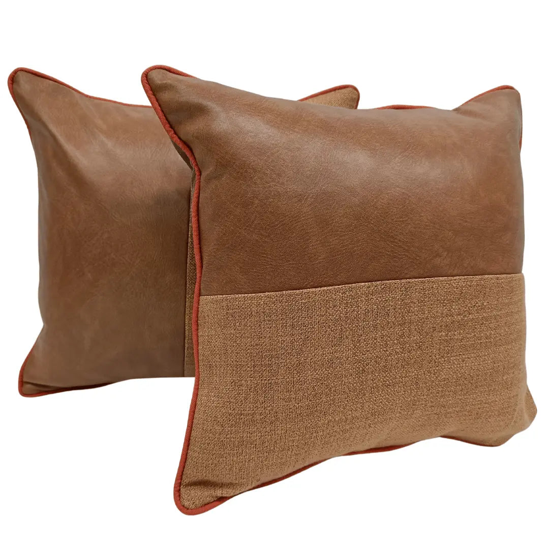 Brown Split Design Pillow Covers (16x16, Set of 2) | ZIPCushions