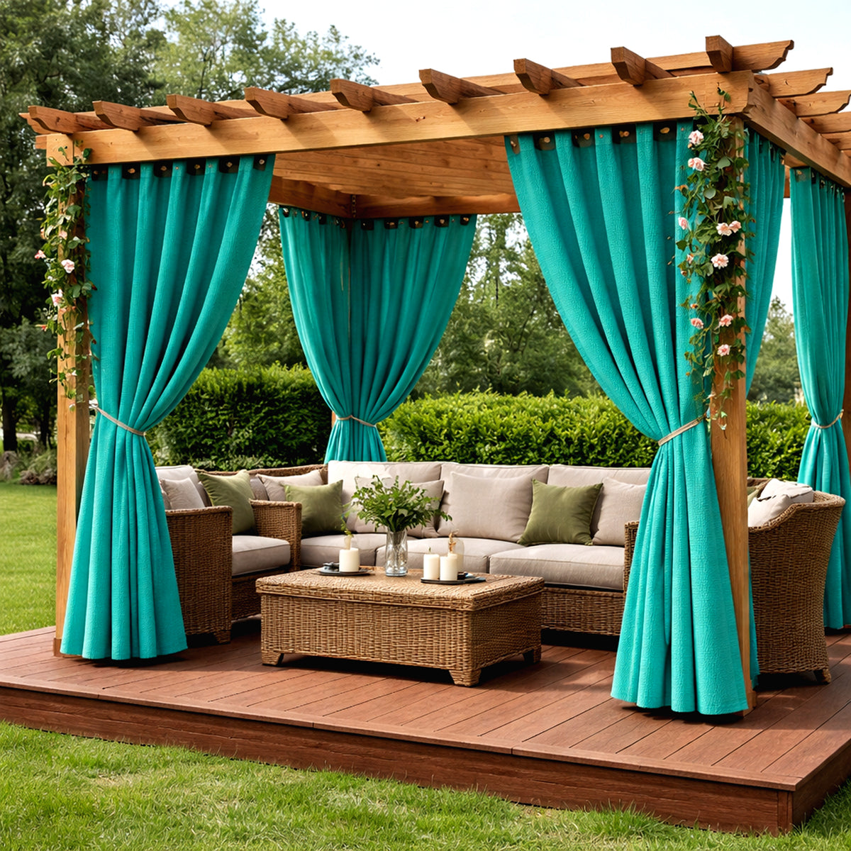 Sunbrella® Canvas Teal Curtain