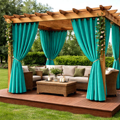 Sunbrella Canvas Teal Curtain - alternate view