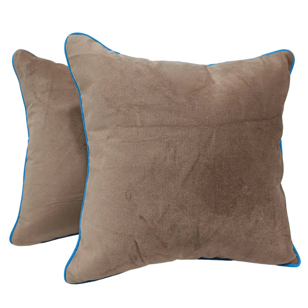 Velvet Pillow Covers with Contrast Piping (16x16, Set of 2) | ZIPCushions
