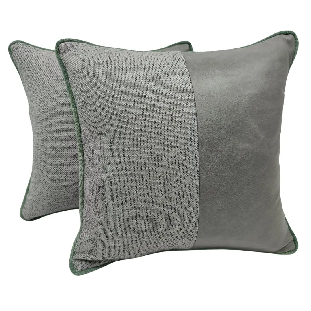 Split Design Grey & Green Accent Pillow Cover (16x16,Set of 2) | ZIPCushions