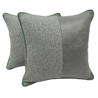 Split Design Grey & Green Accent Pillow Cover (16x16,Set of 2)