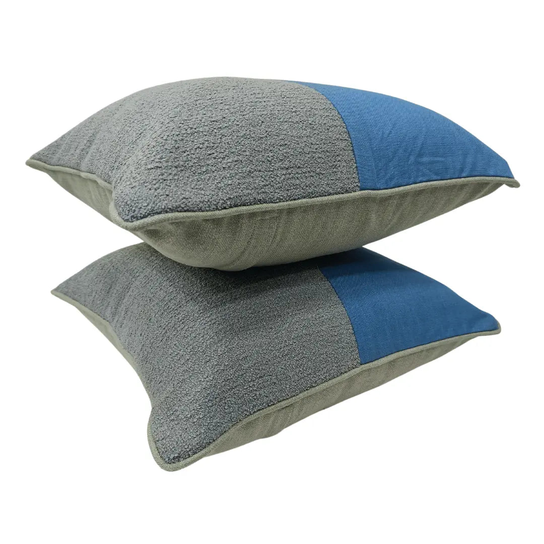 Two-Tone Blue & Grey Pillow Covers (18x18, Set of 2) | ZIPCushions