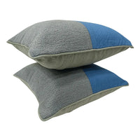 Two-Tone Blue & Grey Pillow Covers (18x18, Set of 2)