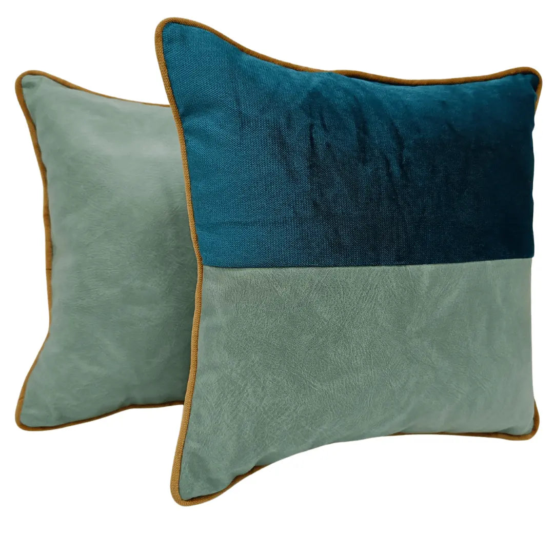 Teal & Mint Green Split Design Pillow Covers (16x16, Set of 2) | ZIPCushions