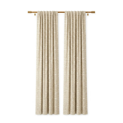Custom Ecru Graphic Weave Curtain