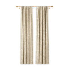 Custom Ecru Graphic Weave Curtain
