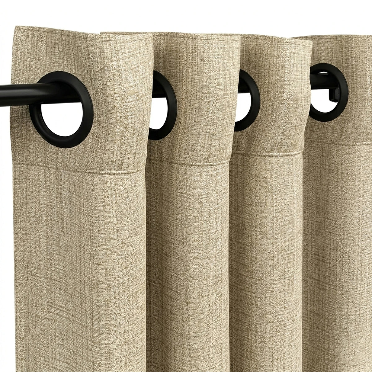 Custom Ecru Graphic Weave Curtain - view 4