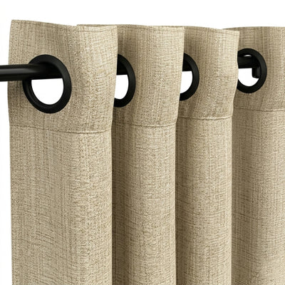 Custom Ecru Graphic Weave Curtain - alternate view