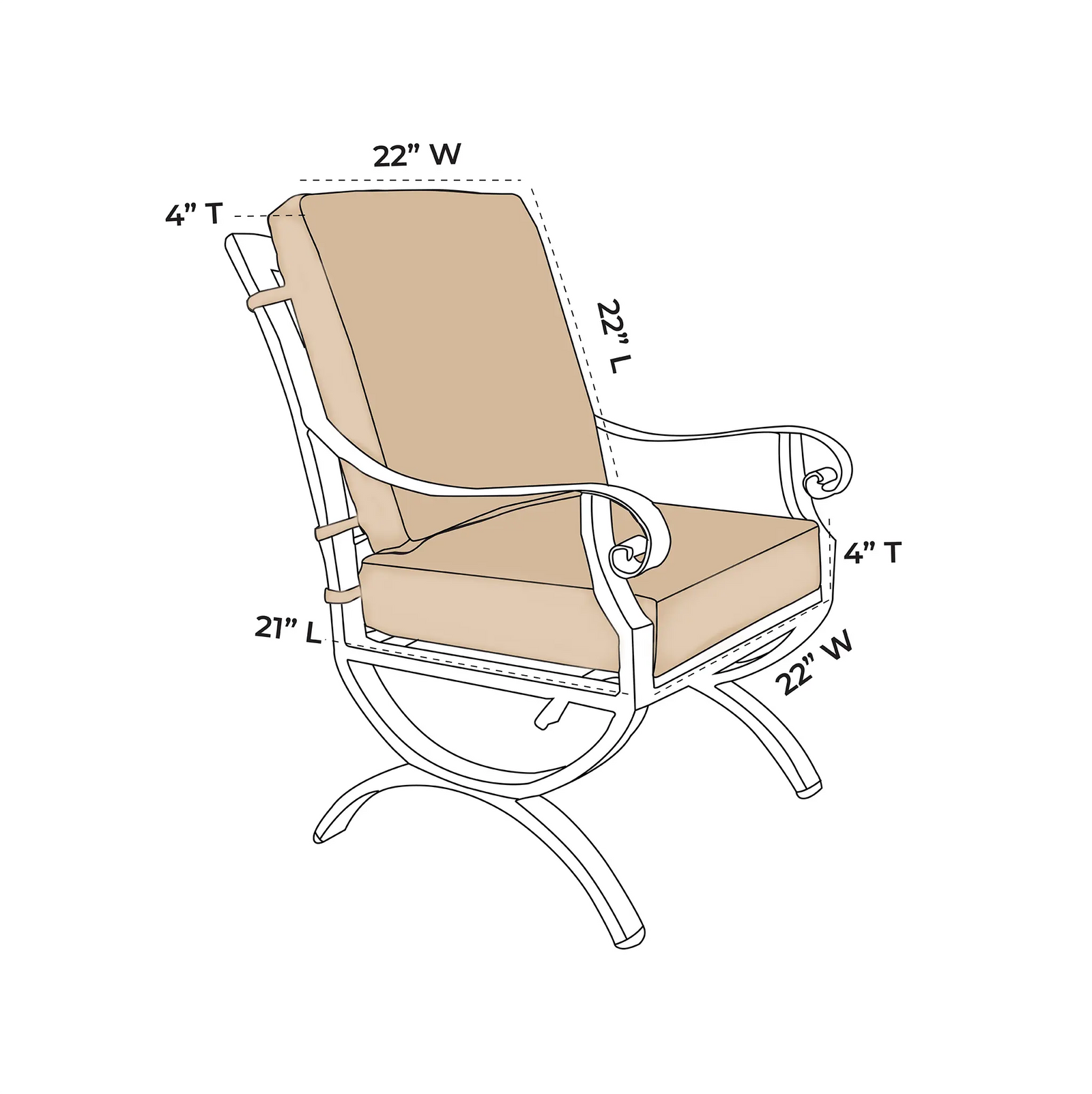 OW Lee Luna Replacement Club Dining Arm Chair Cushion |  ZIPCushions