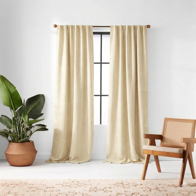 Custom Almond Pixel Textured Curtain - Alternate image