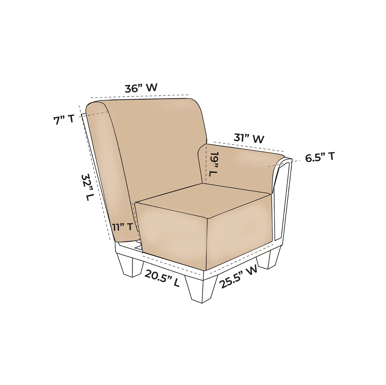 OW Lee Luxe 30 Left Arm Lounge Chair Replacement Cushions |  ZIPCushions