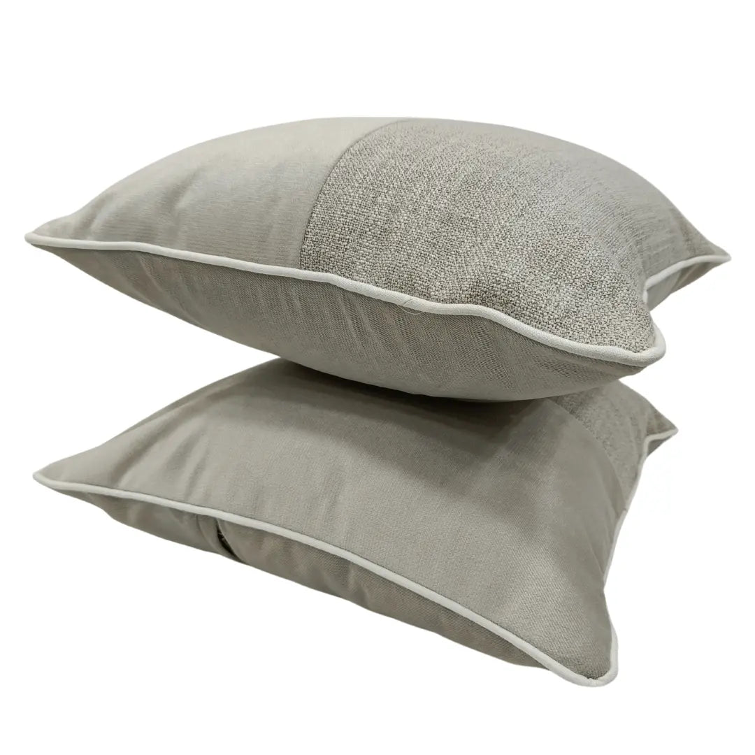 Elegant Beige & Light Gray Indoor Pillow Covers (16x16, Set of 2) | ZIPCushions