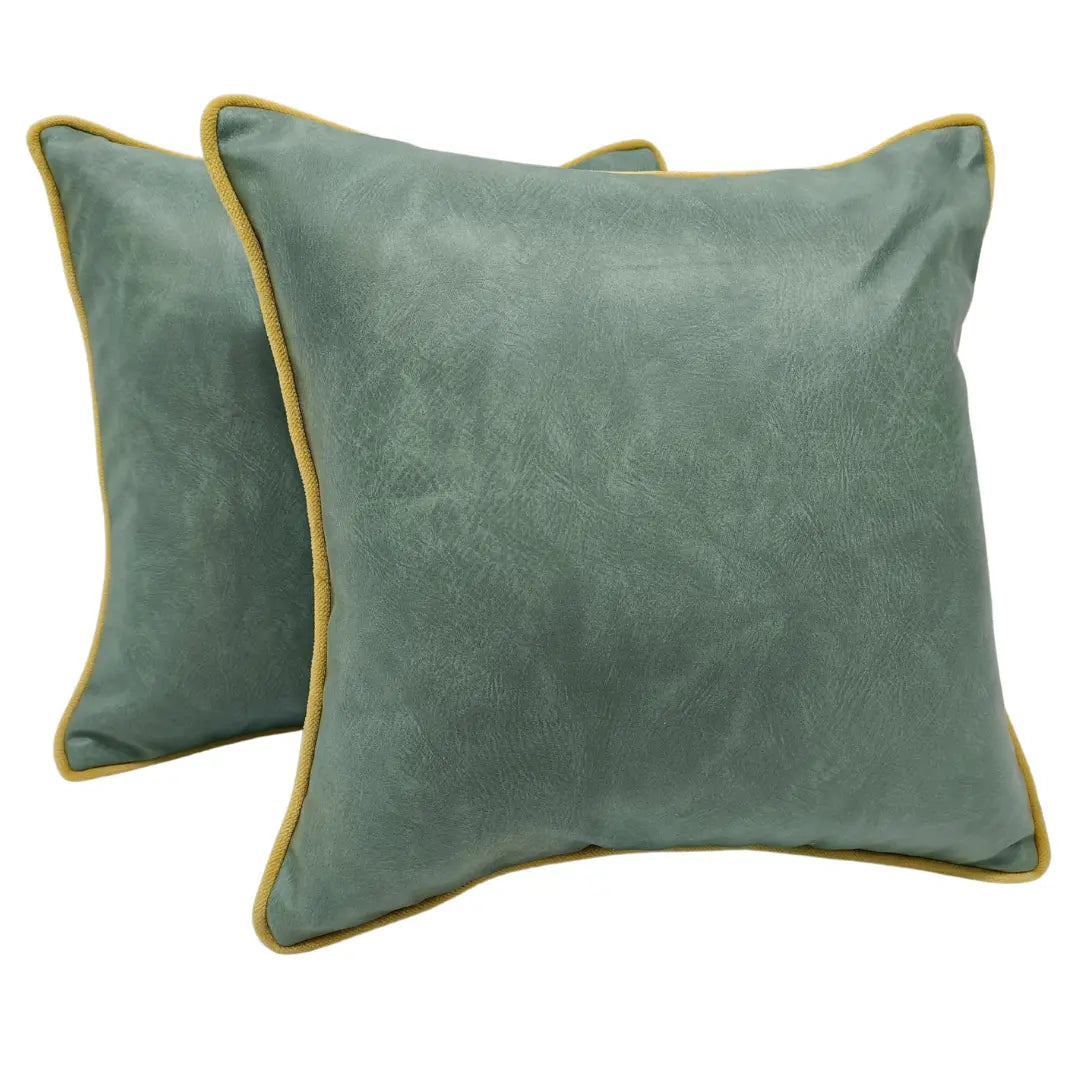 Elegant Green Napolan Leather Pillow Cover (16x16, Set of 2) | ZIPCushions