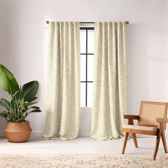 Custom Ivory Snow Storm Textured Curtain - alternate view