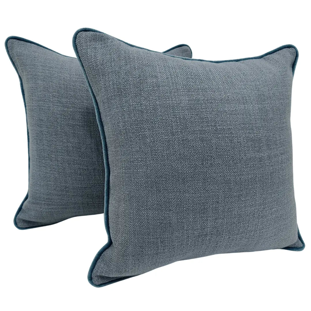 Cozy Blue Pillow Covers with Elegant Detailing (16x16, Set of 2) | ZIPCushions