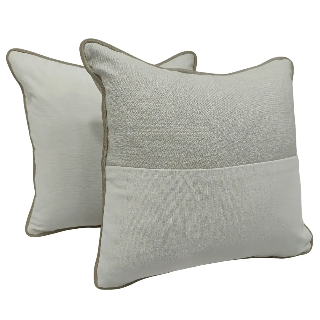 Elegant Contrast Panel Pillow Covers with Piping (16x16, Set of 2) | ZIPCushions