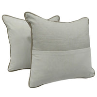Elegant Contrast Panel Pillow Covers with Piping (16x16, Set of 2)