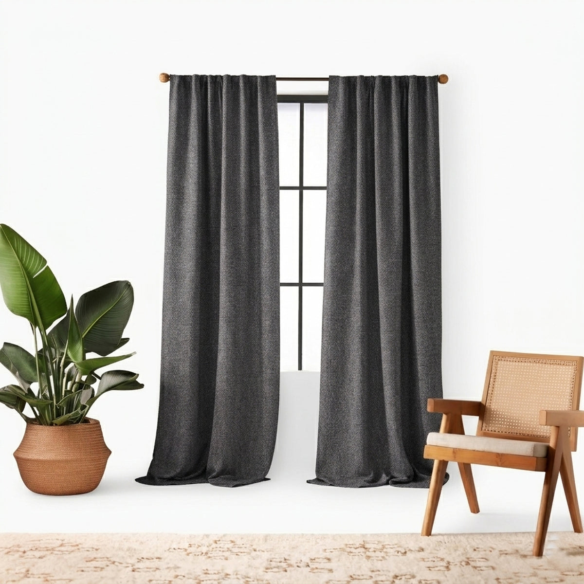 Charcoal Eco-Woven Curtain