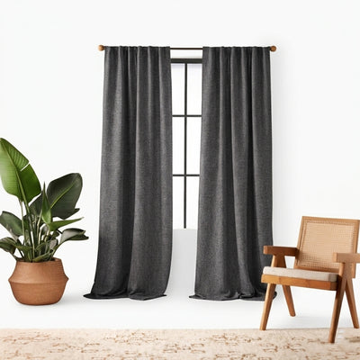 Charcoal Eco-Woven Curtain - Primary image