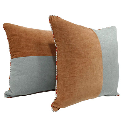 Rust & Beige Dual Tone Pillow Covers (22x22, Set of 2)