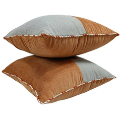 Rust & Beige Dual Tone Pillow Covers (22x22, Set of 2) - Hover Image