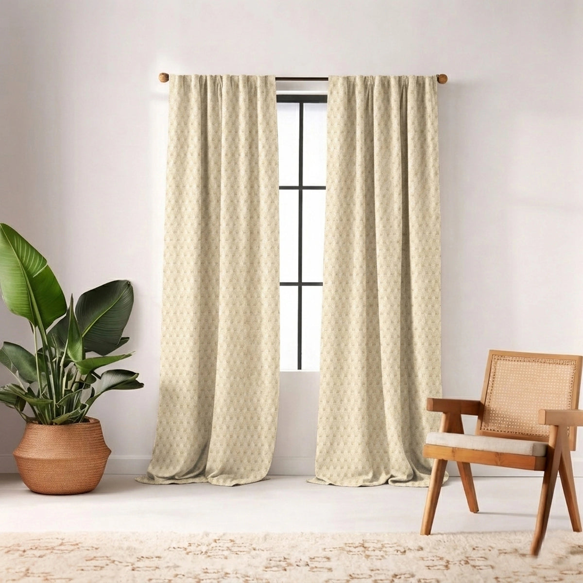 Tessellate Almond Textured Curtain