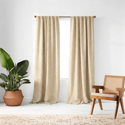 Arrow Beige Textured Curtain - Primary image