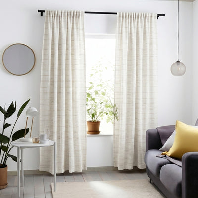 Biscoff Gridline Crossweave Curtain - Primary image