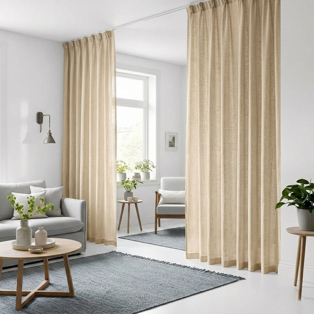 Custom Biscuit Greenscape Sheer Curtain