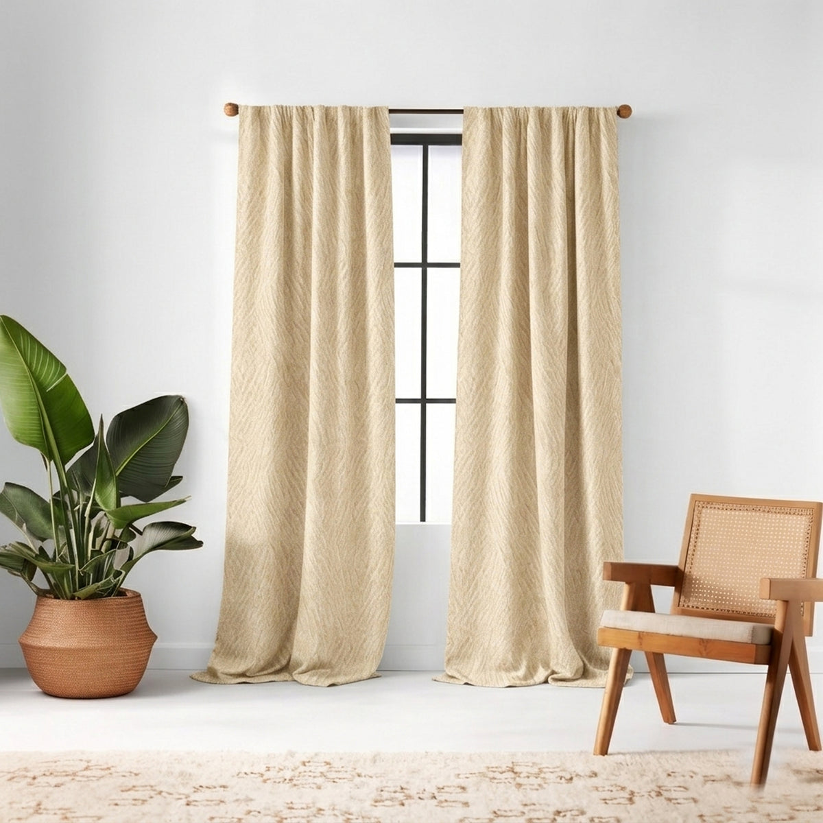 Bisque Rill Woven Curtain